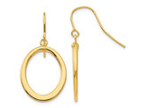 14K Yellow Gold Polished Flat Oval Dangle Earrings